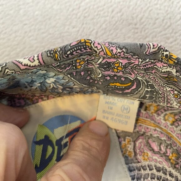 DEV Mens Shirt XL Paisley Print Button-Up Gray Multicolor Short Sleeve - Picture 3 of 8